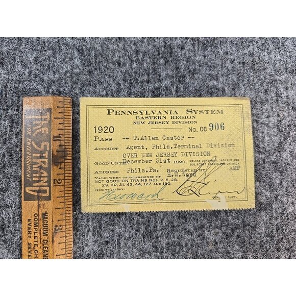 1920 Pennsylvania Railroad System Pass #CC906 Paper Signed - Picture 4 of 7